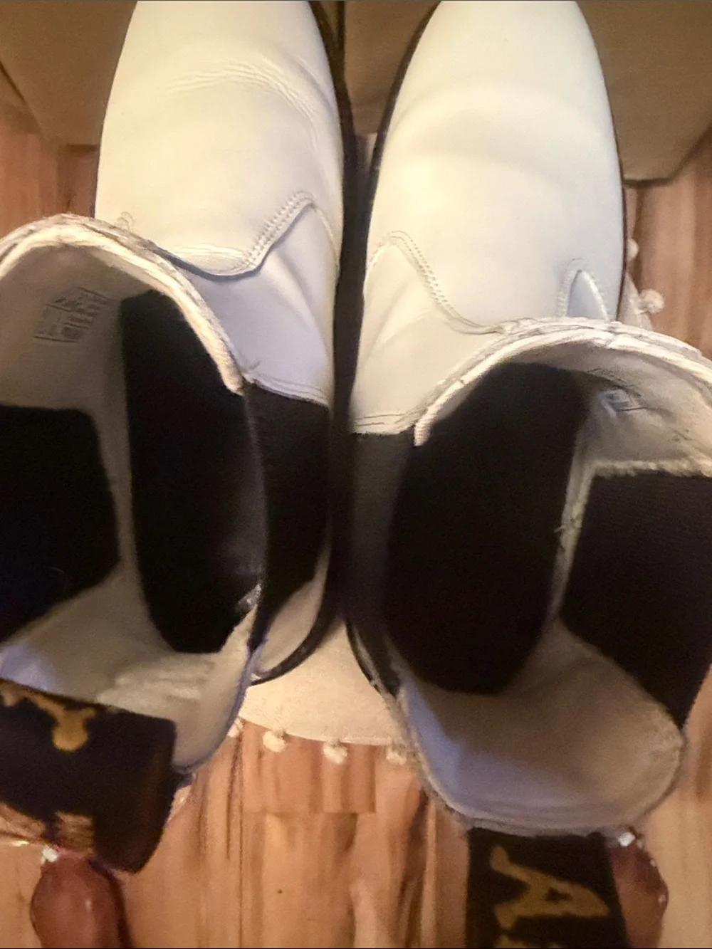 Dr Martens White Chelsea Boots with Black Elastic Panels